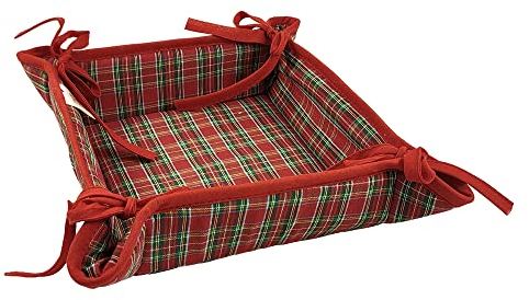 ALMATEX SRL Cestino Portapane imbottito TARTAN scozzese, Quadrato cm 20x20