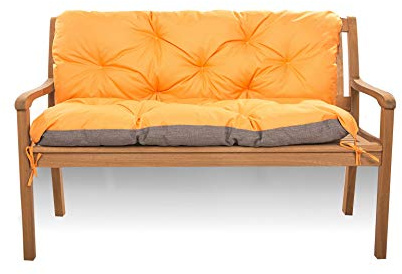 Sitzkissen für Hollywoodschaukel - Sitzbank mit Rückenlehne - Gartenschaukel Kissen - Bankkissen Outdoor (120 x 60 x 50, Orange)