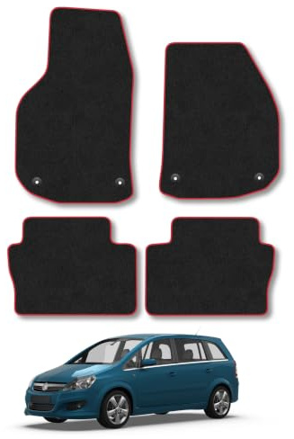 Vauxhall Zafira (2005-2012) Carpet Car Mats | Red Edge Trim Tailored Fit Floor Mats Full Coverage Protection Accessories Easy Clean Anti Slip Made in the UK