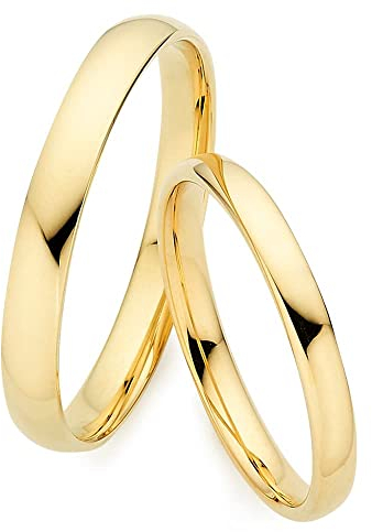 123traumringe Eheringe in 333 Gold I Edle Partnerringe mit Etui I Gravierbare Eheringe mit Ringgröße 50-72mm I Damenring in 2,5mm Breite + Herrenring in 3mm Breite & 1,3mm Stärke I P25/P21