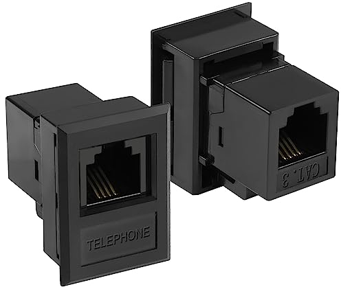 QIANRENON Desktop Anschlussbox RJ11 CAT3 6P4C Bügel Rahmen Keystone Jack, Desktop Jack RJ11 Telefon Modul, 2Pcs