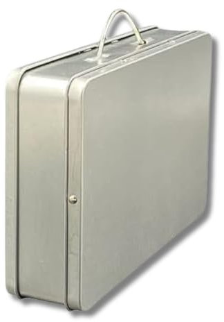Mini Koffer Blank - Mini Dose - rechteckige Scharnierdeckeldose mit Henkel - lebensmittelecht - Volumen 0,8L - Maße: 17,4 x 11,5 x 4,0 cm