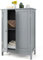 Multigot Bathroom Floor Cabinet, Wooden Freestanding Cupboard with 3-Position Adjustable Shelf and Double Door, Slim Storage Organizer Unit for Bathroom Living Room Hallway (60 x 35 x 87cm, Grey)