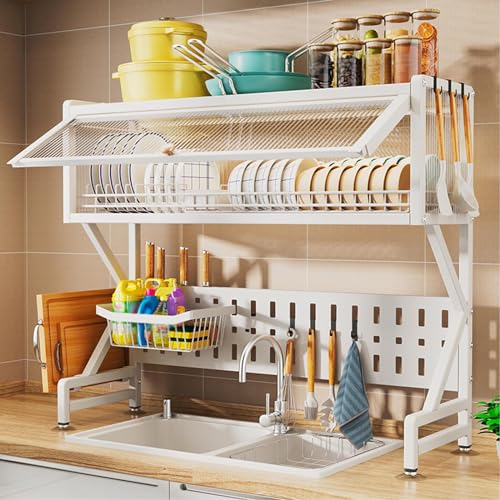 Scolapiatti Sopra Il Lavandino Ripiano Scolapiatti Scolapiatti Ribaltabile Multifunzionale Per Stoviglie Organizer Da Cucina Salvaspazio Mensola Porta Utensili Scolapiatti (82 * 34.5 * 65cm)