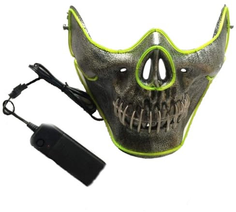 Gavigain Masque De Crâne d'halloween LED Demi-Visage Modèle De Crâne Masque pour Halloween Costume Party Prop Show