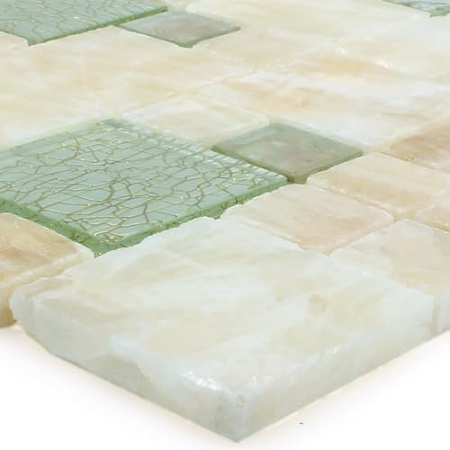 Muster von Mosaikfliesen Onyx Larinera Gold Mix