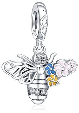 Rimgoris 925 Charm in argento sterling per bracciali da donna collana Donne ape fiori Dangle Charms collana ragazza regali