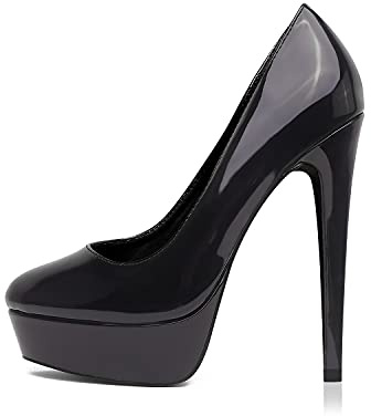 Elisabet Tang Women's 5.5 inch Stilettos Peep Toe/Closed Toe Platform High Heels Pumps Round Toe Shoes Slip On for Dress Wedding Party Prom