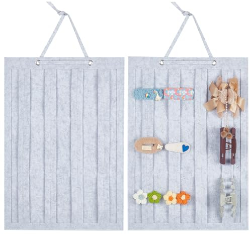 nbeads 2 Stück Haarklammer-Organizer-Halter, 78x35cm Haarspangenständer Zum Aufhängen An Der Wand Filz-Hängehalter Krallenclip Aufbewahrungsdisplay Für Frauen Zuhause Wand Tür Schrank, Lichtgrau