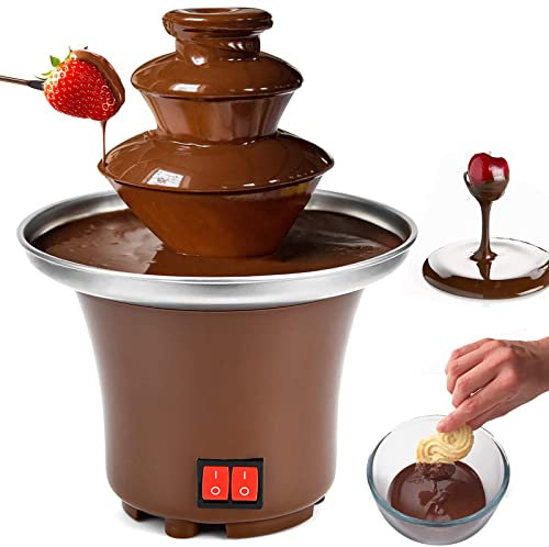 AINITAIFENG Household Three-Layer Chocolate Fountain Machine/Chocolate Fondue Machine/Chocolate Melting Machine/Chocolate Melting Tower, Easy to Operate, for Cafeteria & Wedding Celebrations