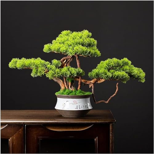 SHENJIA Artificial Bonsai Tree - Large With Ceramic Pot - Fake Bonsai Plant For Home Office Desk Table Decoration - Indoor Potted Plant