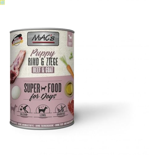 6 x MACs Dog Puppy Rind & Ziege Dose 400g