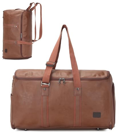seyfocnia Kleidersäcke für Reisen, Handgepäck, Rucksack, wandelbare Kleidertasche für Männer und Frauen, 4-in-1 Hängetasche, Kleidertasche, Koffer, Anzug, Reisetasche, Braun, Casual