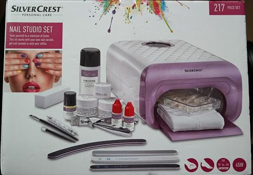 Nail Studio Set for Gel Nails UV Gel Nail Studio Starter Set UV Lamp Starter Set - Complete Starter Kit with 217 Pieces by Silver Crest