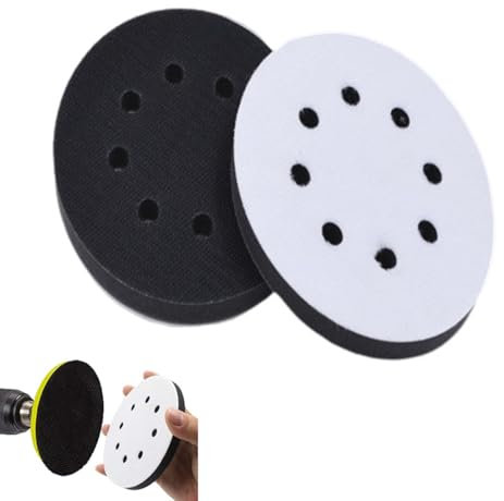 RAXLUPO 2 Pezzi Platorello per Levigatrice da 125 mm Platorello Spugna 8 Fori Tampone di Interfaccia in Spugna Morbida Platorelli Abrasivi Morbidi in Spugna Morbida, Accessori per Levigatrici