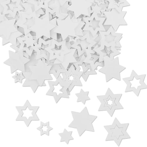 100pcs Mini Wood Five-Pointed Star Decorations, Small Wooden Christmas Ornaments Miniature Snowflake for Crafts Tiny Tree Hanging Table Decoration Winter Party Table Decor for Holiday Home Kitchen