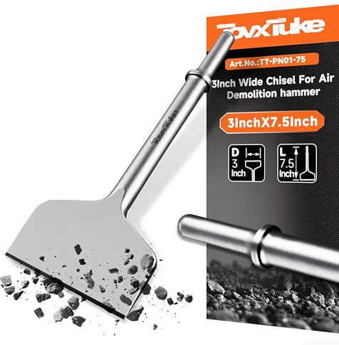 TovxTuke Air Hammer Chisel Bits 3 Inch Wide Air Floor Scraper 0.401 in Shank Tile Thinset Scaling Adhesive Removal, Impact Pneumatic Air Hammer Chisel Spring Attachments