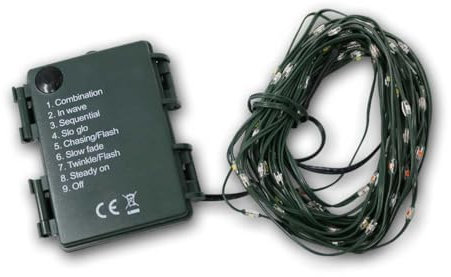 LED Lichterkette DREWDROP-MICRO, 96 bunte LEDs, 8 Lauflichtfunktionen, Länge 7 Meter, Batterie & Timerfunktion, für Innen und Außen