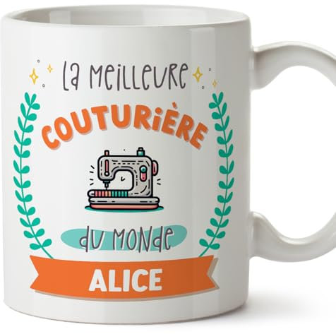 Mugffins Tasses Personnalisables pour COUTURIÈRE femme - En Français - Cadeau Personalisé- Meilleur du monde - Avec dessin - 11 oz / 330 ml