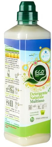 Detergente Biologico Multiuso Superconcentrato 100% Naturale ECONANO GREEN PROJECT - Detersivo lavatrice - Bucato a Mano - Sgrassatore - Lavavetri - Flacone da 1 litro