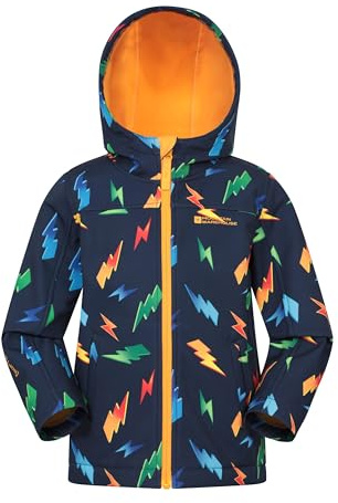 Mountain Warehouse Exodus Kids Printed Water Resistant Softshell Jacket - Boys & Girls Rain Coat Bright Yellow (05) Kids Size 7-8 Years