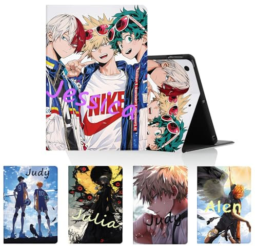 Personnalisée Tablet Coque pour iPad 10,2 iPad 9ème/8ème/7ème Génération 2021/2020/2019, Personnalisable Texte Étui avec Anime Volleyball Boy My Hero Academia Motif Housse de Protection Cuir PU Cover