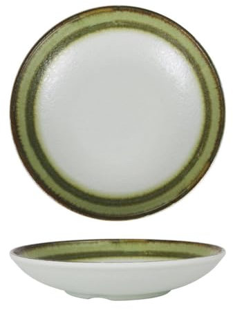 PEGANE Assiettes de 6 pièces à pain et dessert rondes DAIZY 306g, creuses parfaite pour une présentation raffinée de vos entrées en porcelaine verte - diamètre 23 x hauteur 4,5 cm