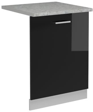 Vicco Geschirrspülblende R-Line, Geschirrspüler Fronttür, Schwarz Hochglanz, 60 cm, AP Marmor