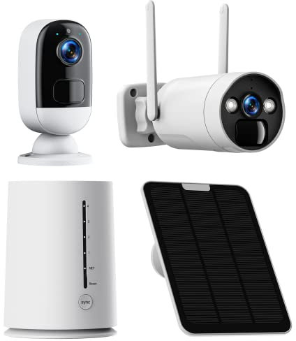 Camcamp 3MP solar camera outdoor wireless cctv system, 2K solar-powered security camera 2-Cam Kit, Wifi Cam, Color Night Vision, PIR Motion Detection, 2-Way Audio, for outside indoor home surveillance