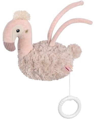 Fehn Spieluhr Flamingo – Kuscheltier & Einschlafhilfe: Aufzieh-Spieluhr mit sanfter Melodie Weißt du wieviel Sternlein stehen beruhigt in jeder Situation – für Babys und Kleinkinder ab 0+ Monaten