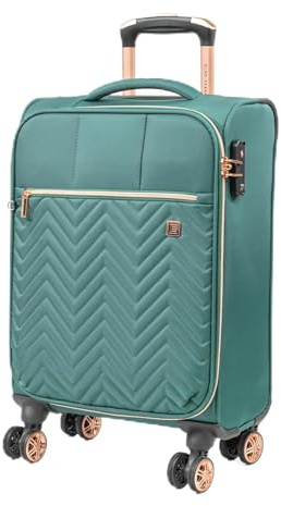 Gino Ferrari Luggage Softside Suitcase with Wheels - Soft Shell Travel Wheeled Cases | Softer Premium Detailed Suitcases for Holidays, Breaks and Getaways (Teal, Cabin)