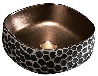 asdchZen Lavabo Vasque en Céramique pour Salle De Bain, Lavabo sur Plan, avec Bonde Intégrée pour Meuble De Toilette, 42 X 15 Cm, A