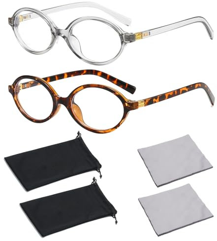 Valicaer 2 Stück Blaues Licht blockierende Brille Set für Herren Damen,Enthält Aufbewahrungsbeutel und Brillenputztücher,Kleine Blaulicht Brille ohne Stärke, Anti-Müdigkeit für PC TV