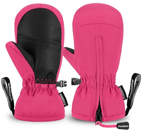 Andake Gants Enfant, Gants de Sport Fille/Garçon- Confortables Chauds Épais Étanches Protègent du Vent Imperméables pour Ski Snowboard