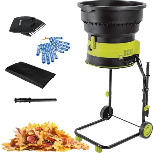 Gartenhäcksler Häcksler Schredder (2500 W,Wartungsarm,Transporträder,überlastsicherung,54cmGroße Trichteröffnung,Fangsack Und Zuführhilfe),noPowercord