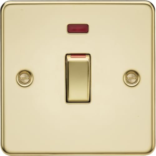 Knightsbridge 45A DP Switch with Neon (1G size) - Polished Brass