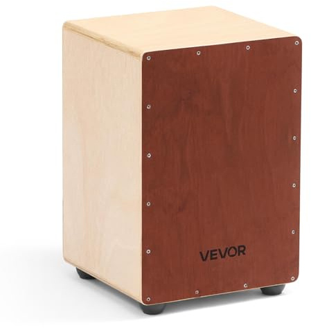 VEVOR Cajon, Kistentrommel, mit internen Snare-Drähten, kompakte & leichte Drum-Box aus Holz, Trommel-Musikinstrument mit Silikonfüßen, abgerundeten Kanten, für Anfänger & Profis, 255x255x380 mm