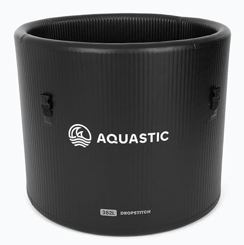 AQUASTIC BrrFree 382 L – Drop-Stitch tricheco piscina con copertura, pompa e kit di riparazione – 90 × 90 × 76 cm – stabile, compatta, isolata – pronta per bagni freddi