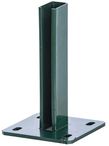 Dübelplatte 150x150x8mm Stanfußplatte für 60x40mm Zaunpfosten Doppelstabmattenzaun Pfostenschuh Adapter Bodenmontage Pfostenträger Aufschraubhülse (Moosgrün)