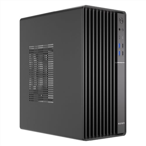 Nuwo Kvarts QK300 kompakt PC-chassi micro-ATX utan strömförsörjning kompatibel med MicroATX och Mini-ITX, frontnätkylning, USB 3.0 och Type-C, svart