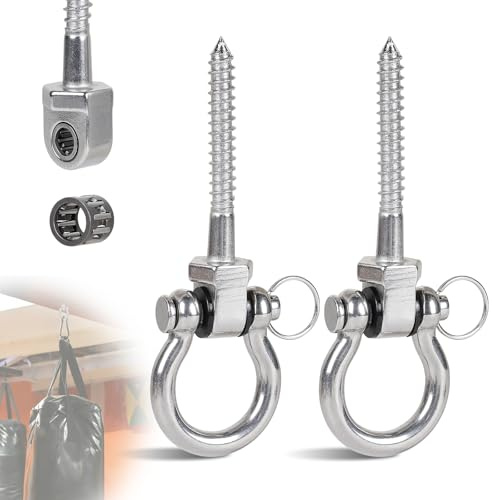 efuturetime 2 x Ganci per Altalena M8, Inox 304 con Cuscinetto a Rulli | Gancio da Soffitto con Filetto da 125 mm per Altalena e Yoga (Interno/Esterno)