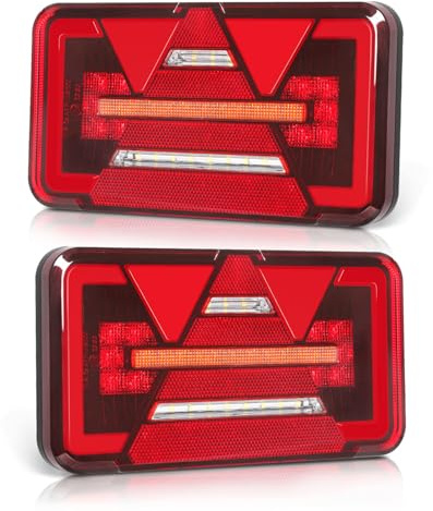 Qiping Anhänger Rückleuchten, 12V/24V Universal Rückleuchten mit 6 Funktionen, Wasserdichte Anhänger Beleuchtung E9-Geprüfte, Rückleuchte für Anhänger RV LKW