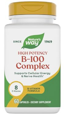 Nature's Way B-100 Complex, Supports Cellular Energy and Nerve Health*, 8 B-Vitamins, 60 Capsules (Packaging May Vary)