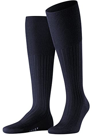 FALKE Herren Kniestrümpfe Bristol Pure M Kh Wolle lang einfarbig 1 Paar, Blau Dark Navy 6370, 43-44