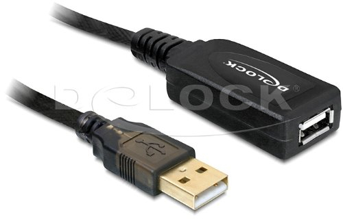 USB 2.0 Verlängerung Stecker A an Buchse A, aktiv, schwarz, 15m, Delock® [82689]