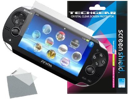 TECHGEAR [2 Stück Displayschutz für PlayStation PS VITA - Ultra Klare Schutzfolie für SONY PlayStation PS VITA - mit Reinigungstuch + Applikationskarte