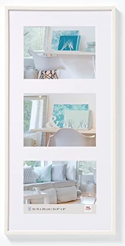 walther design Cadre Photo Blanc 3X 13x18 cm galerie avec Passe-Partout, Cadre Plastique New Lifestyle KV338W