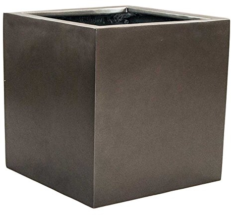 Elegant Einrichten Blumenkübel Fiberglas anthrazit metallic quadratisch 60x60x60cm