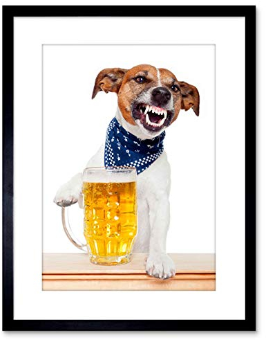 Wee Blue Coo Photo Jack Russell Dog Mug Beer Pint Drunk Art Print Framed Poster Wall Decor 9x7 inch