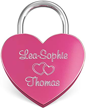 LIEBESSCHLOSS-FACTORY™ Cadenas d'amour amoureux Rose en forme de cœur avec gravure personnalisée, coffret cadeau GRATUIT et beaucoup plus… concevez-vous maintenant!